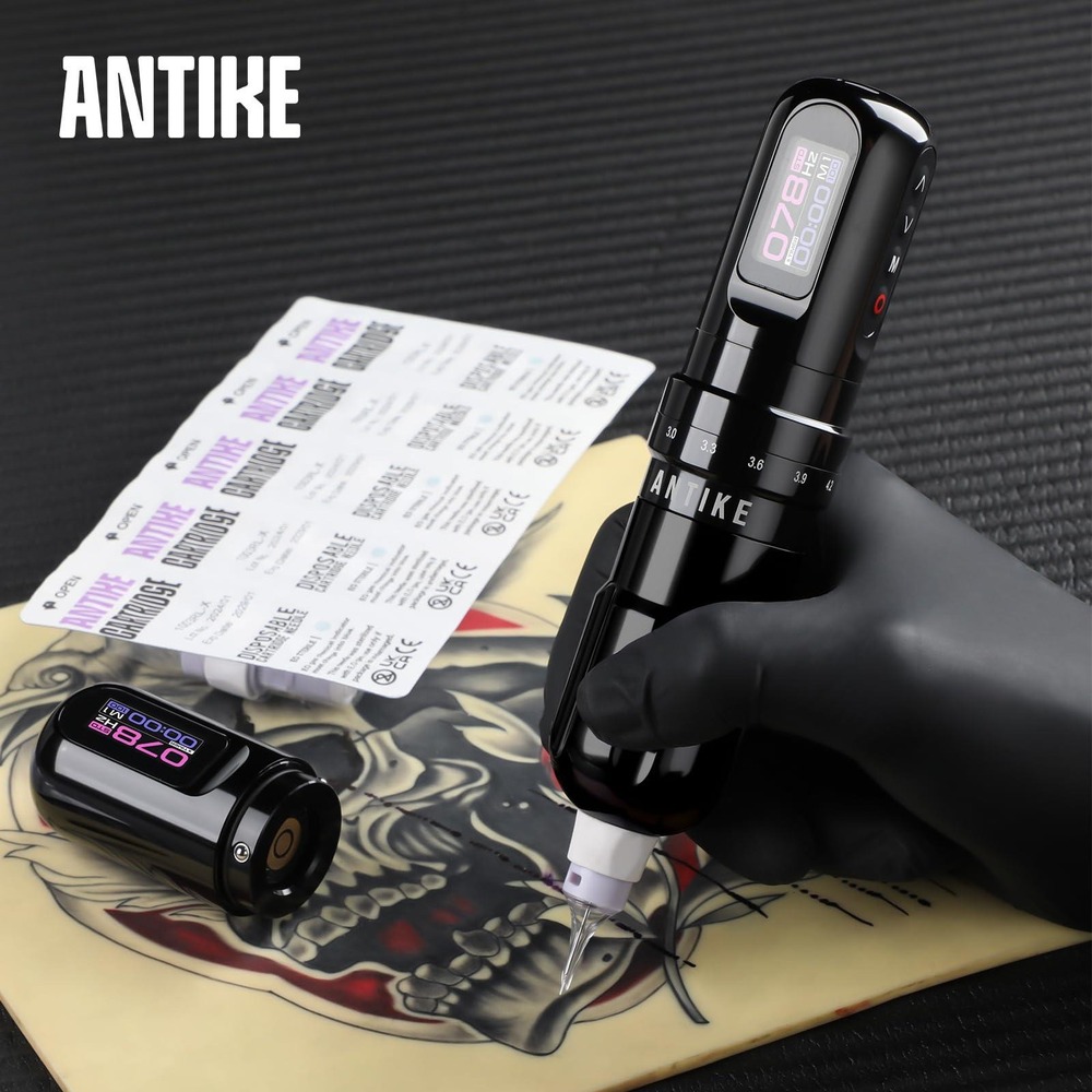 Antike Cordless Tattoo Gun Kit 2 Batteries NIB - Picture 7 of 12